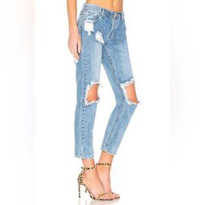 Superdown Revolve Angie Girlfriend Jeans Straight Leg Wash Blue High rise 25